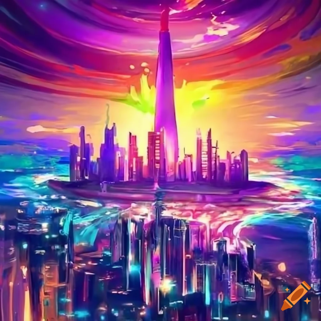 Radiant golden cities with heavenly light swirling around