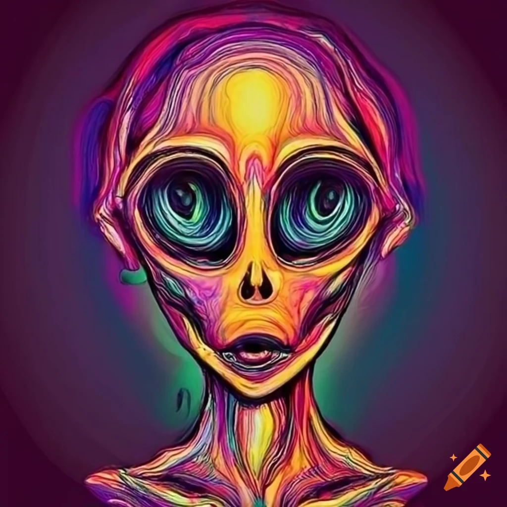 Colorful abstract alien art with vibrant and trippy elements