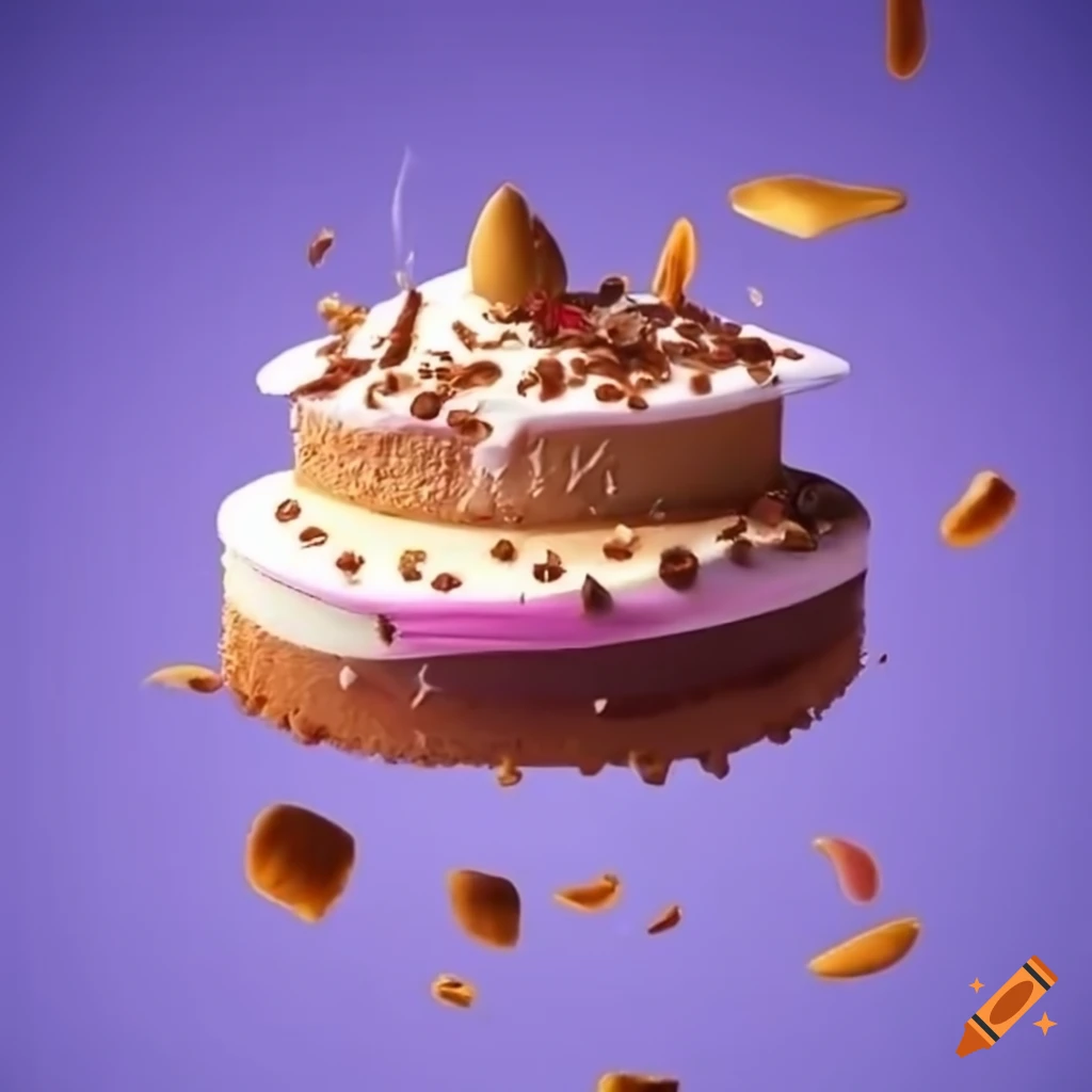 Cake falling from the sky on Craiyon