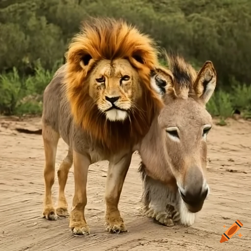 Lion and donkey