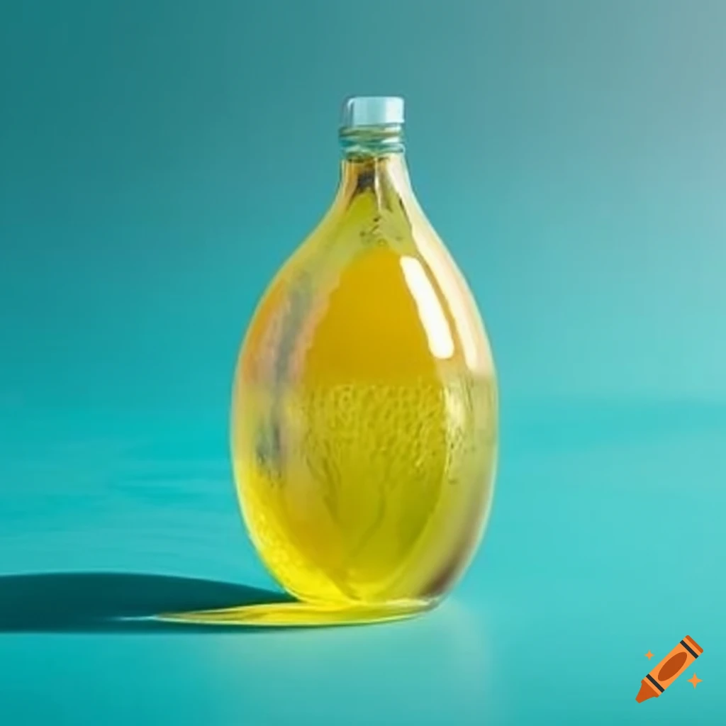 Clear glass bottle shaped like a lemon