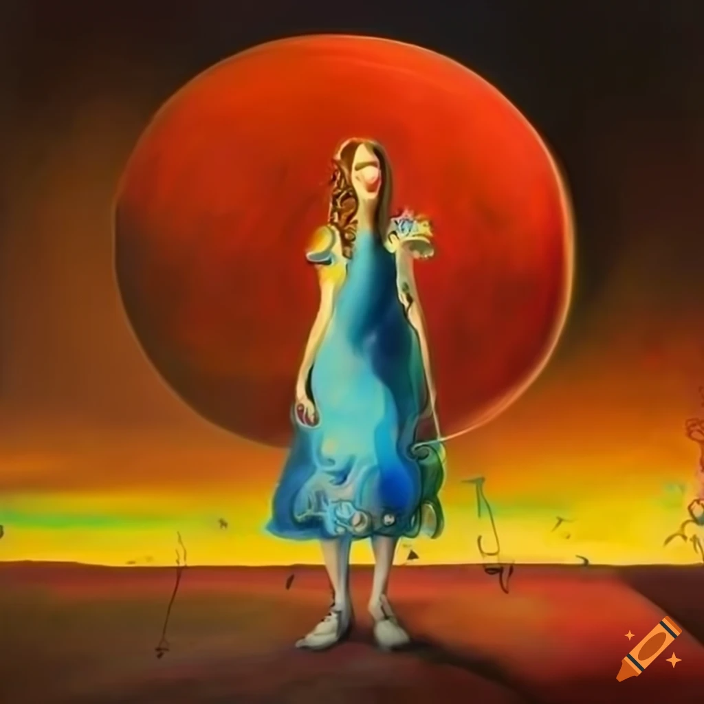Surreal painting inspired by The Wizard of Oz with whimsical characters ...