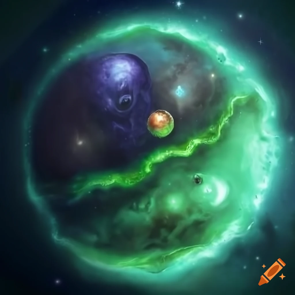 Eldritch Cthulhu floating among planets and celestial gas in space