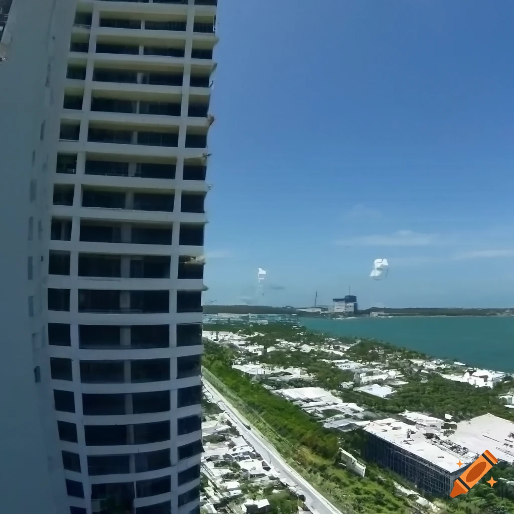View from a tall building showing fear of heights in miami on Craiyon