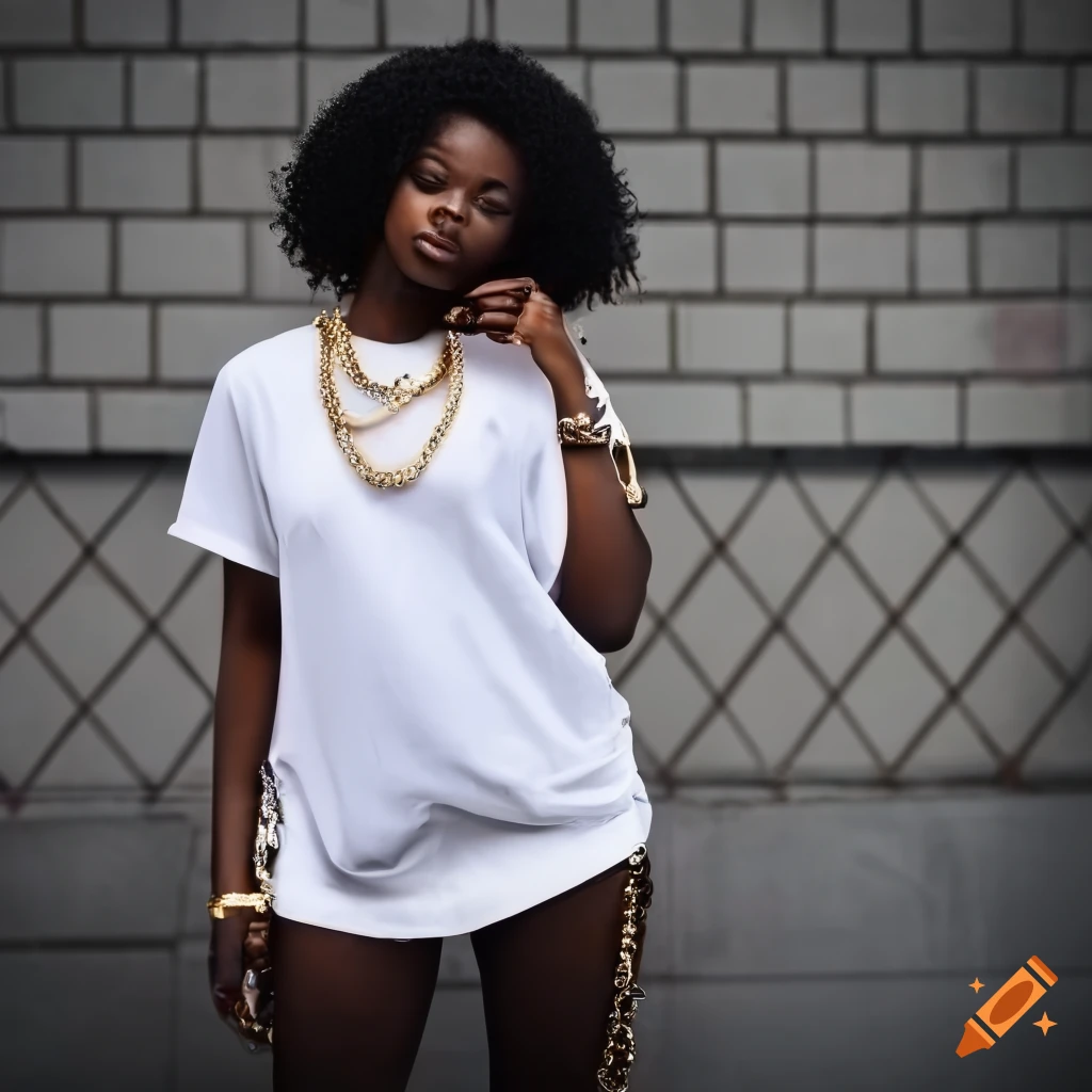White t shirt gold chain clearance