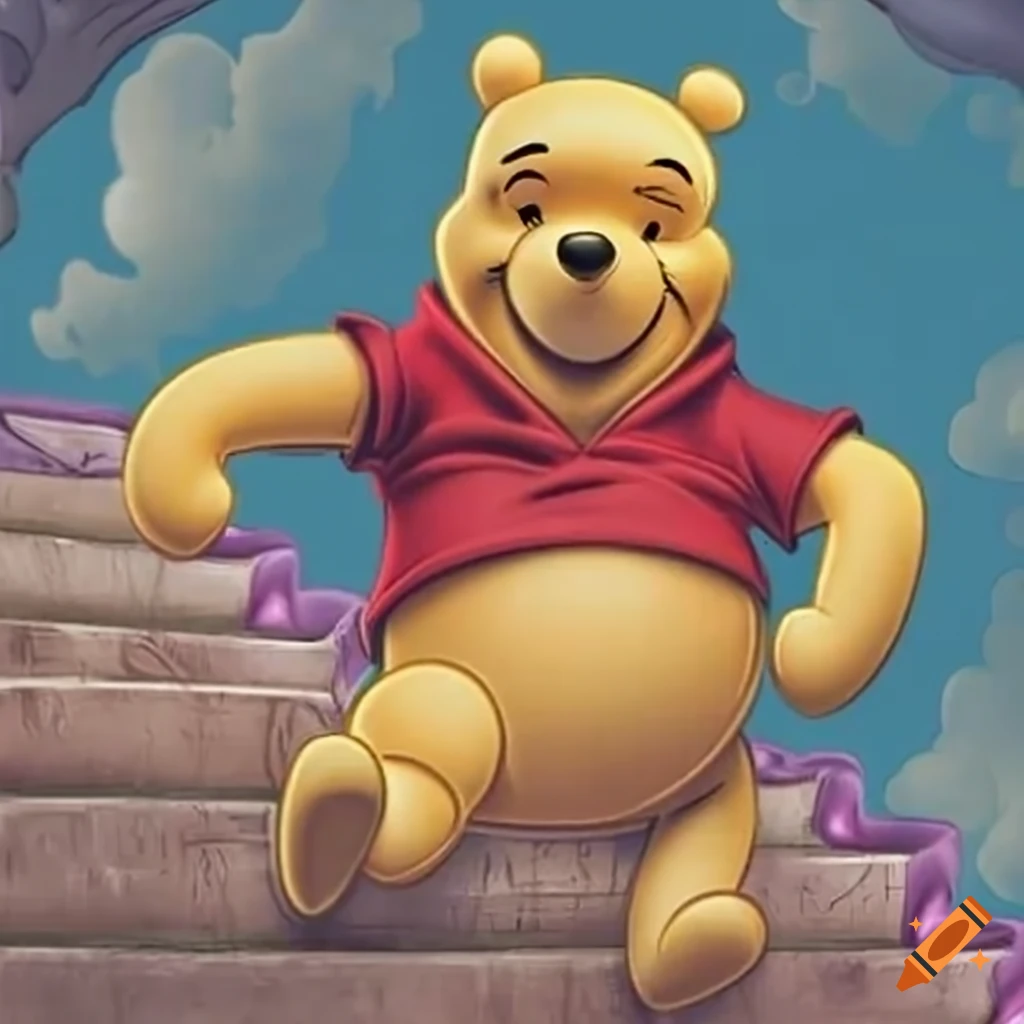 Winnie the Pooh descending stairs