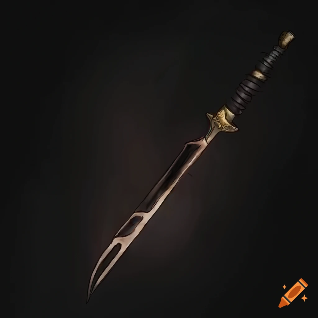Sci-fi black metal sword with a golden hilt sketch art