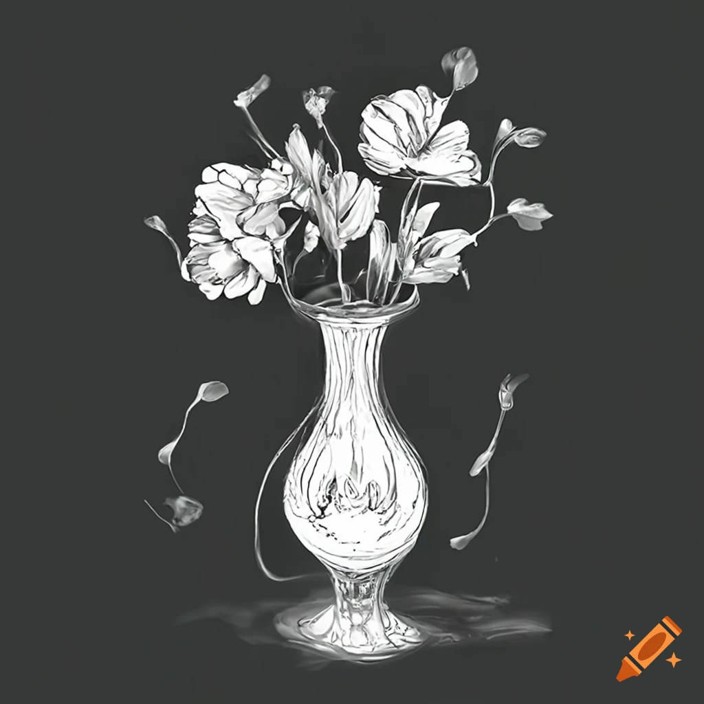 Transparent vase with delicate flower petals
