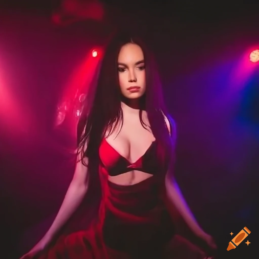 Y2K girl in croptop at club by car