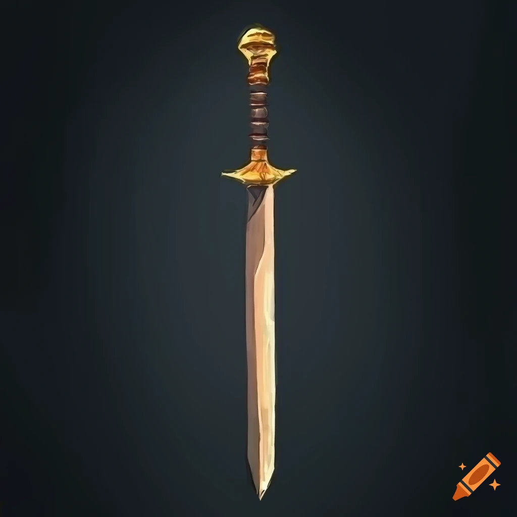 Sci-fi black metal sword with golden hilt sketch
