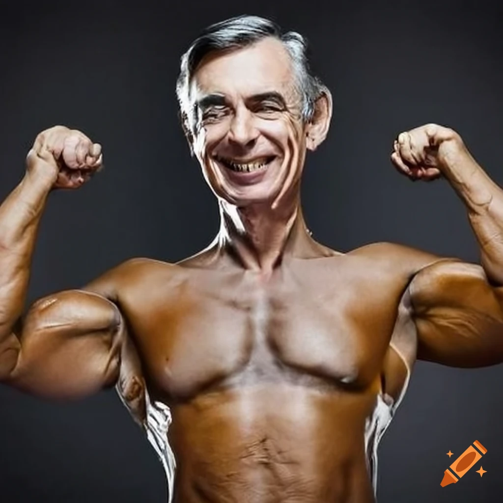 Mr. rogers at a bodybuilding competition on Craiyon