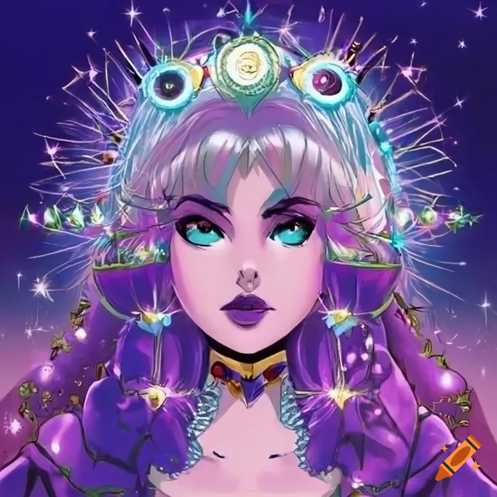 80s anime woman with celestial hair