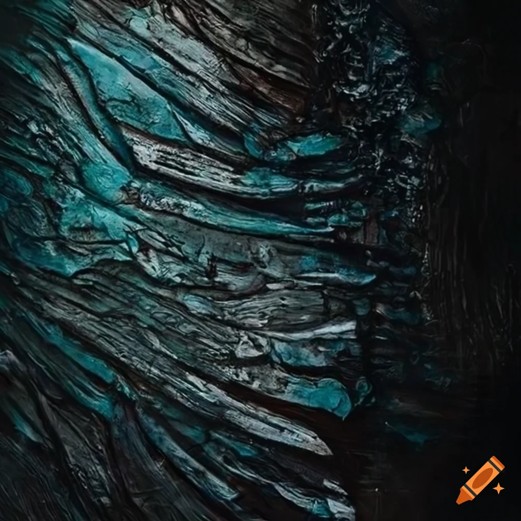 Fragmented scratched splintered wood abstract art painting