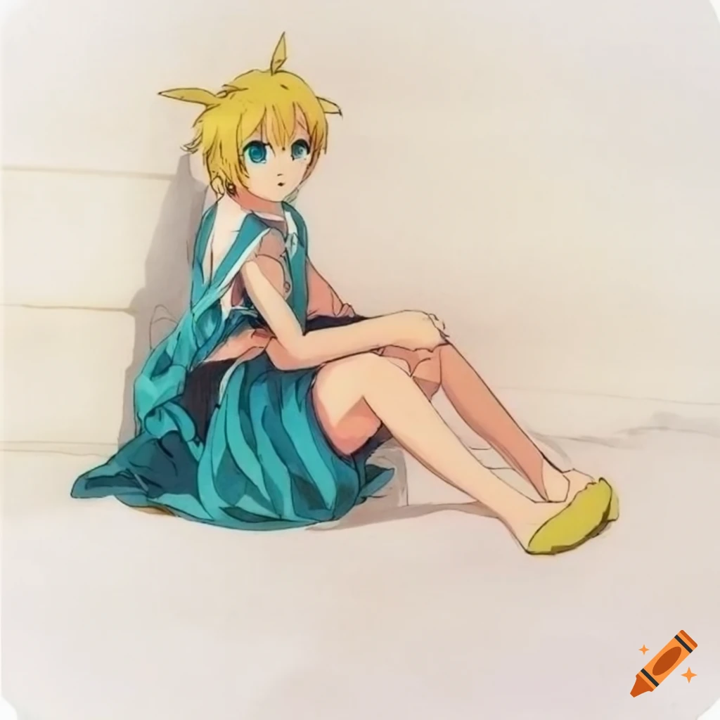 Kagamine Len in bed in Studio Ghibli anime style