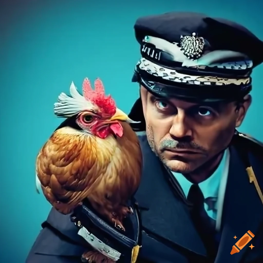 Police officers checking a chicken with eggs for easter on craiyon