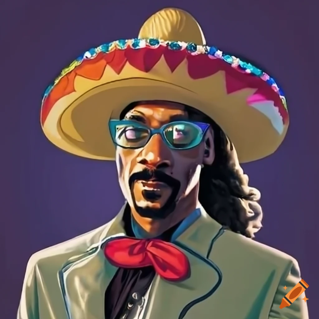 Snoop Dogg in a Mexican Mariachi sombrero on Craiyon
