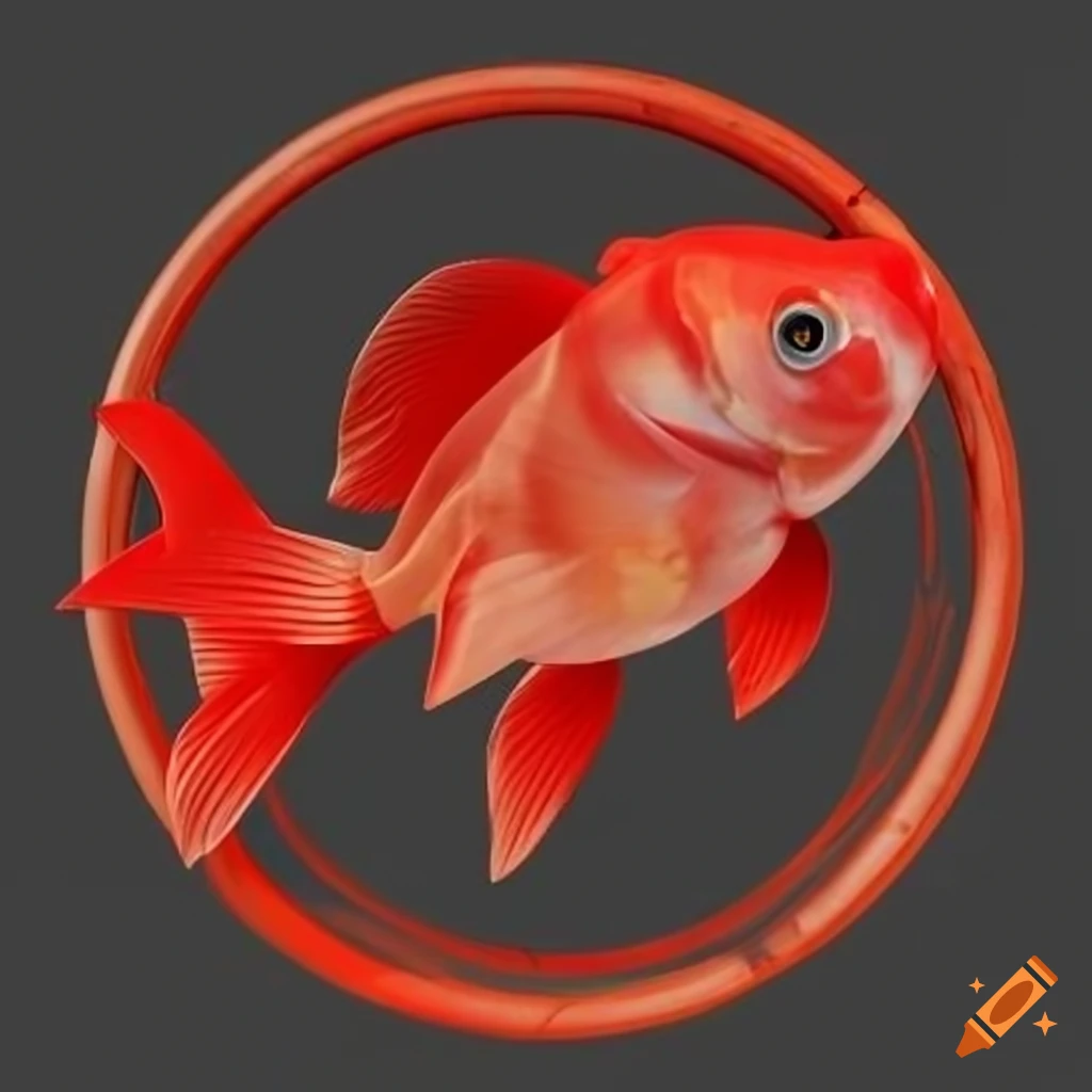 Circle 3D logo for a punk rock band with a scary goldfish image