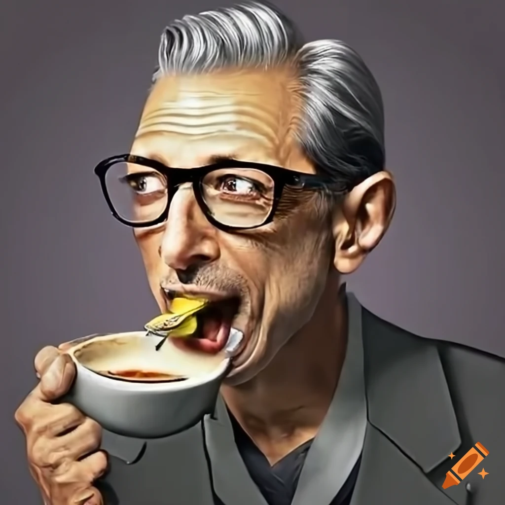 Jeff Goldblum enjoying a bowl of soup