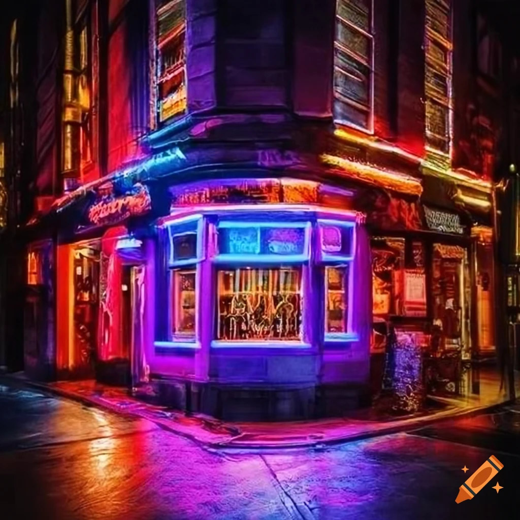 Neon sign for a Scottish themed bar