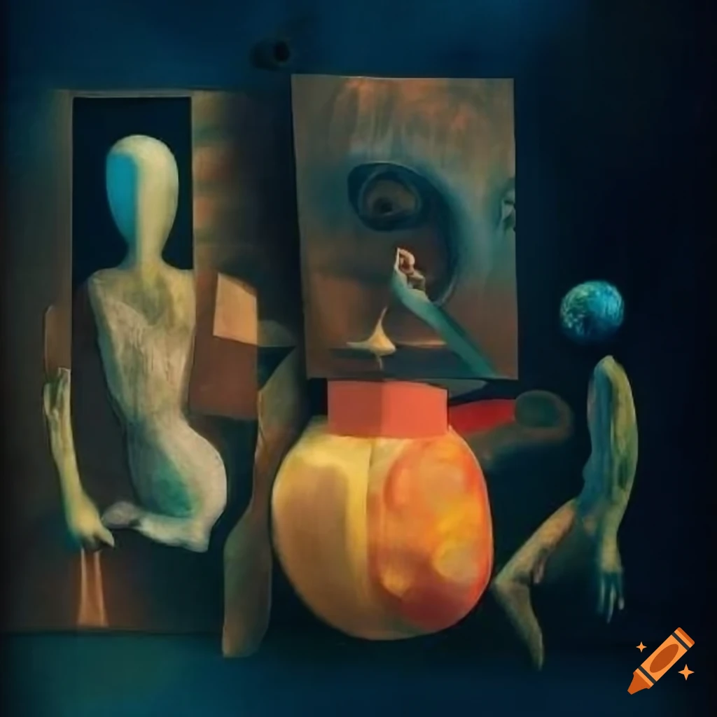 Detailed still life composition with multiple perspectives and hidden ...