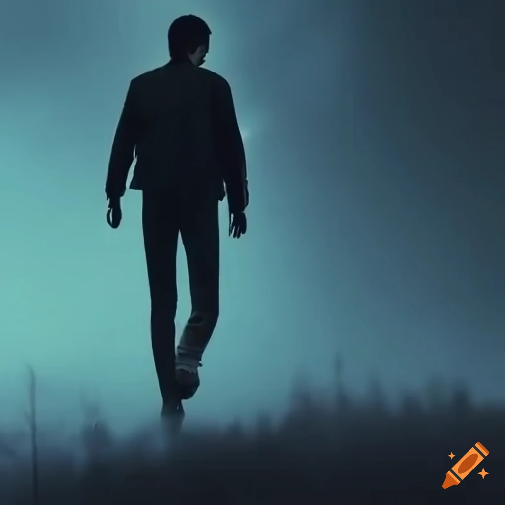 Man walking in the air with a matte cinematic effect