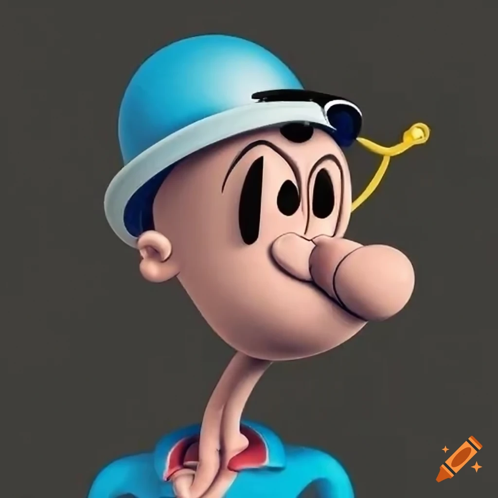 Popeye the sailor man with a helmet