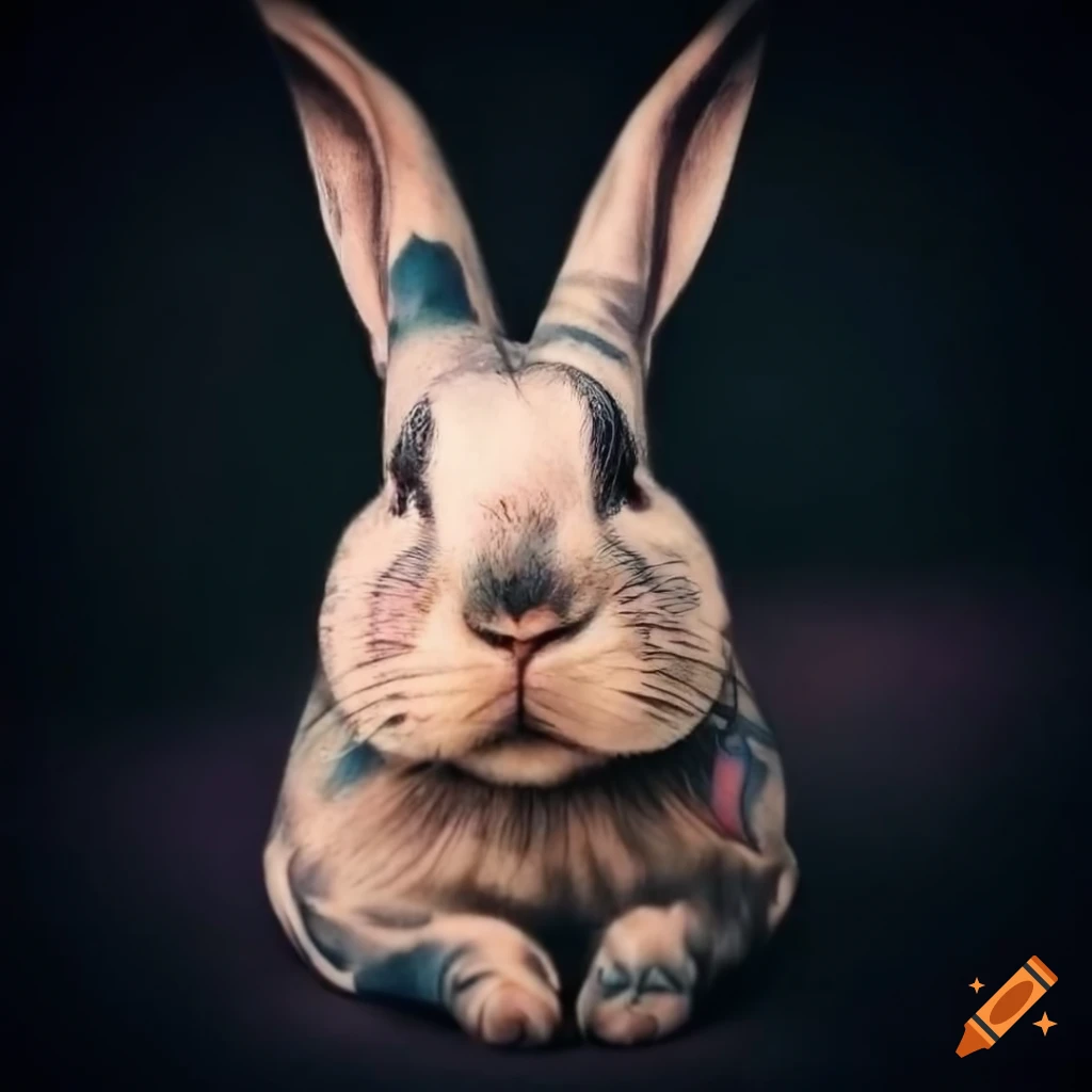 Tattooed rabbit in a cute and detailed portrait photo on Craiyon