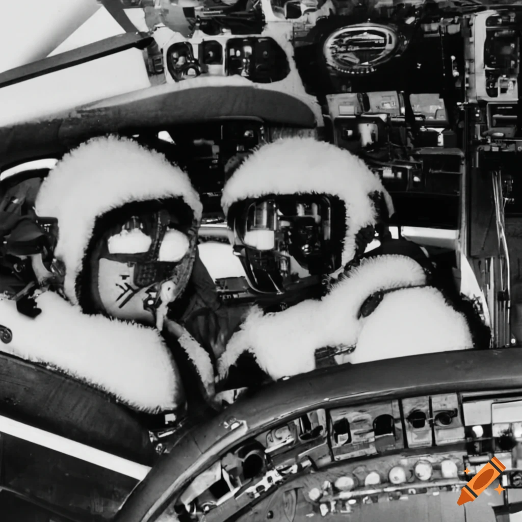 Futuristic scifi robots in sherpalined bomber jackets in a cockpit on