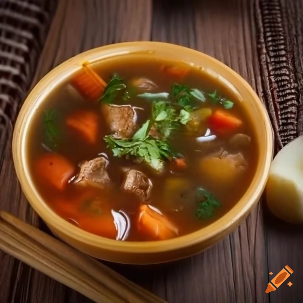 Soup with chicken pieces