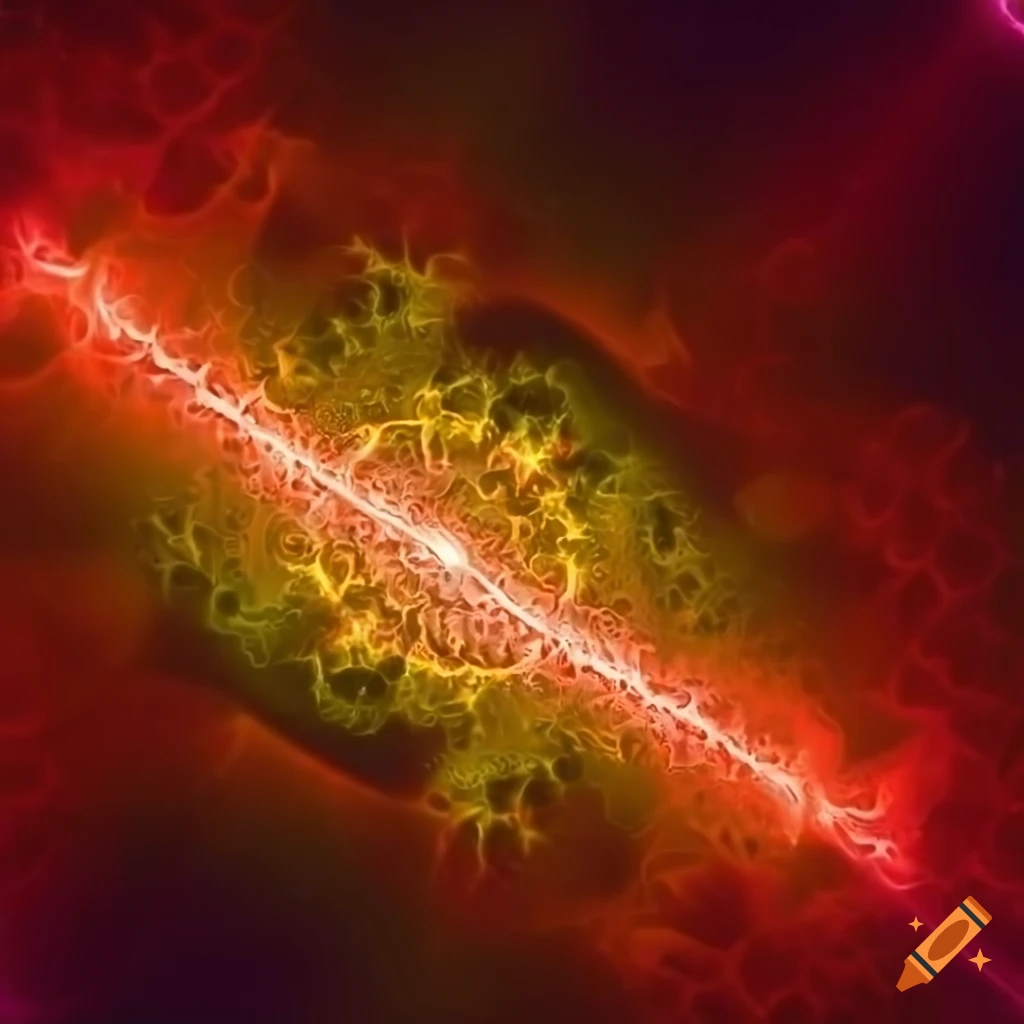 Fractal background with white, yellow, and red lights