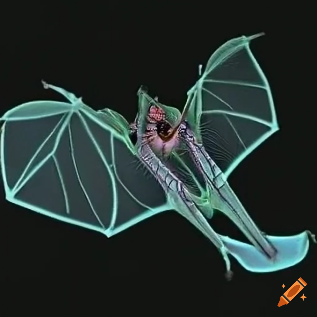 Chiroptera, arachnid, and cephalopod hybrid creature in a scientific image