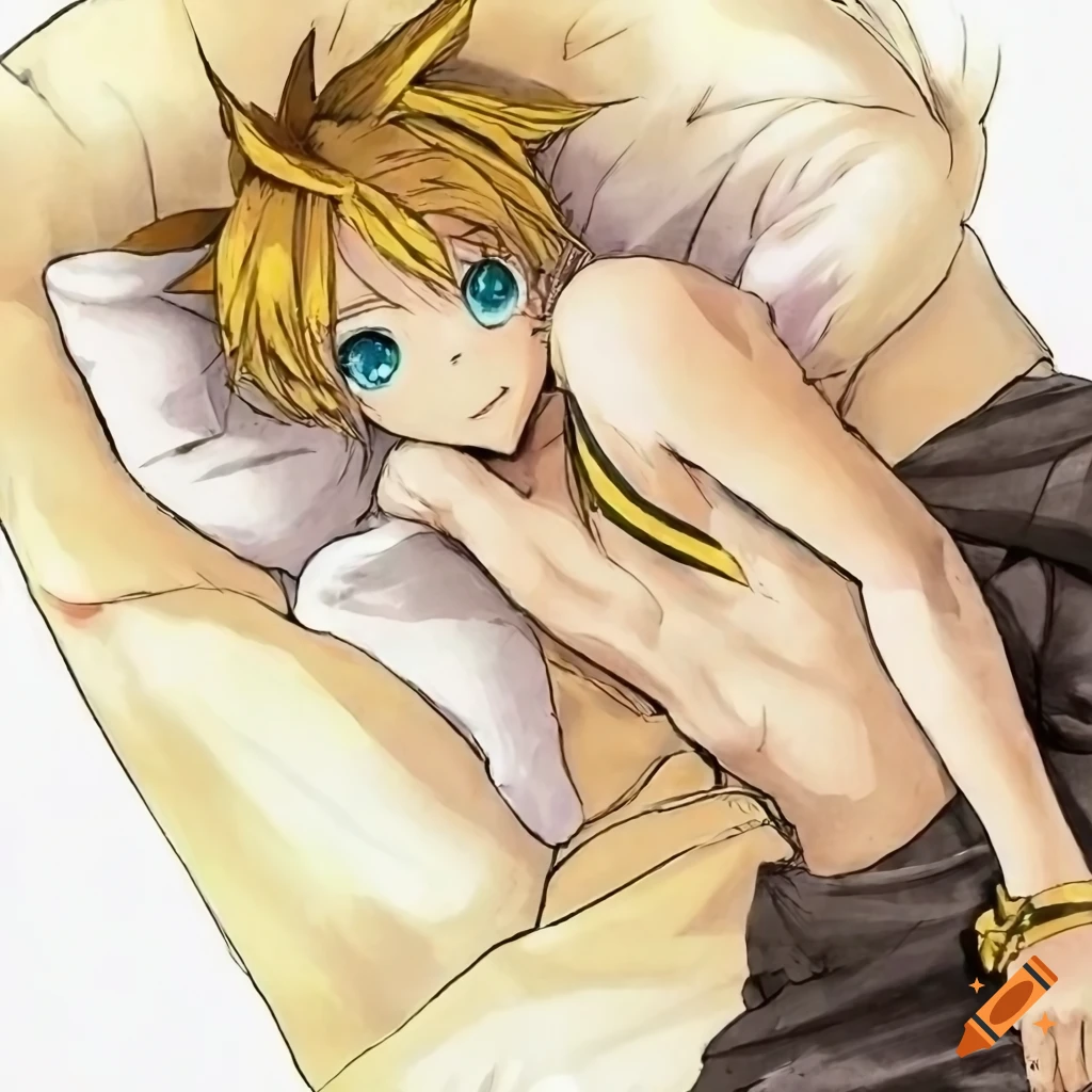 Kagamine Len in bed in the style of Berserk by Kentaro Miura