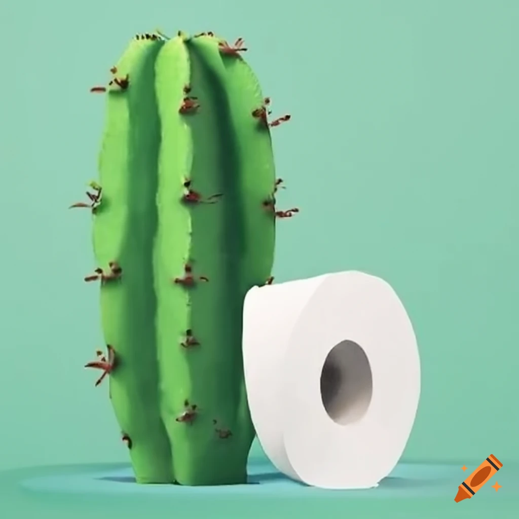 Toilet paper with a cactus design