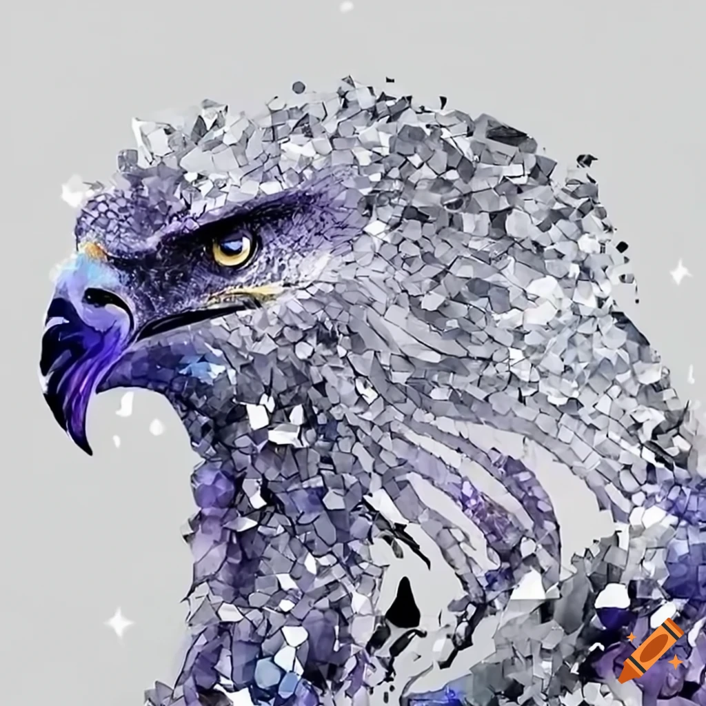 Enchanting eagle sculpture made of sparkling crystals