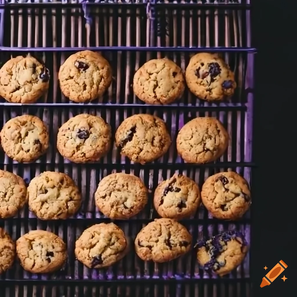 Oatmeal cookies with lavender on baking racks