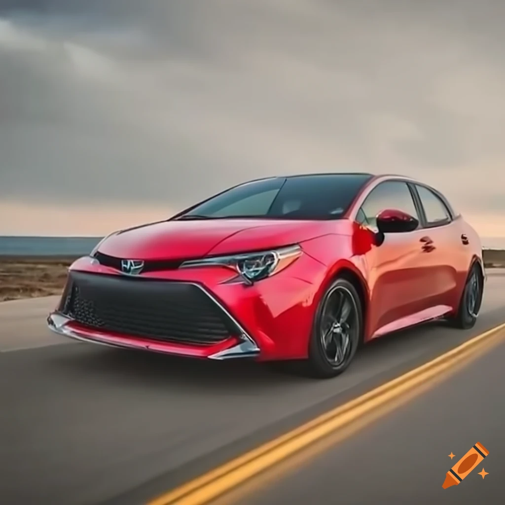 Red Toyota Corolla sports car on the open highway