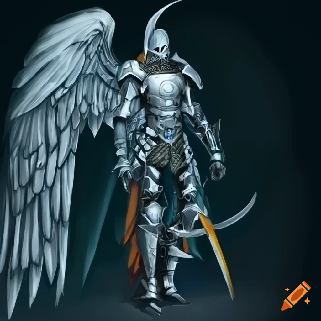 Radiant knight with skeletal wings