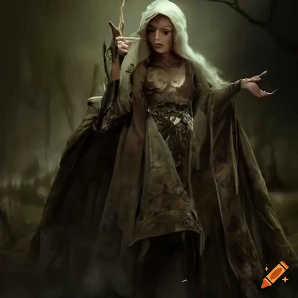 Elf in royal attire in a post-apocalyptic environment on Craiyon