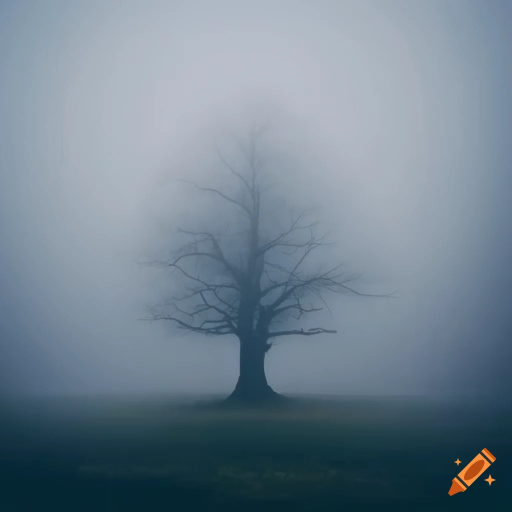 Tree vanishing into the fog