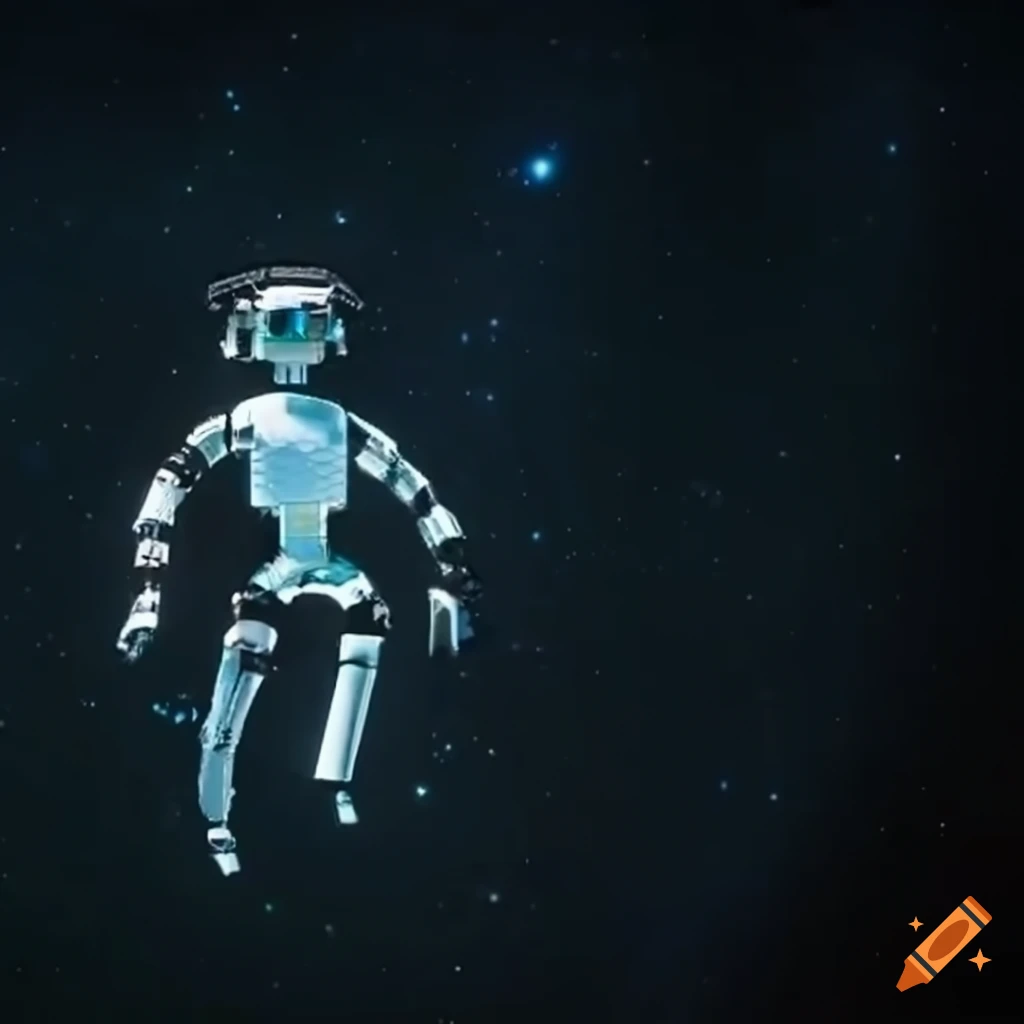 Ai robot floating in space on Craiyon