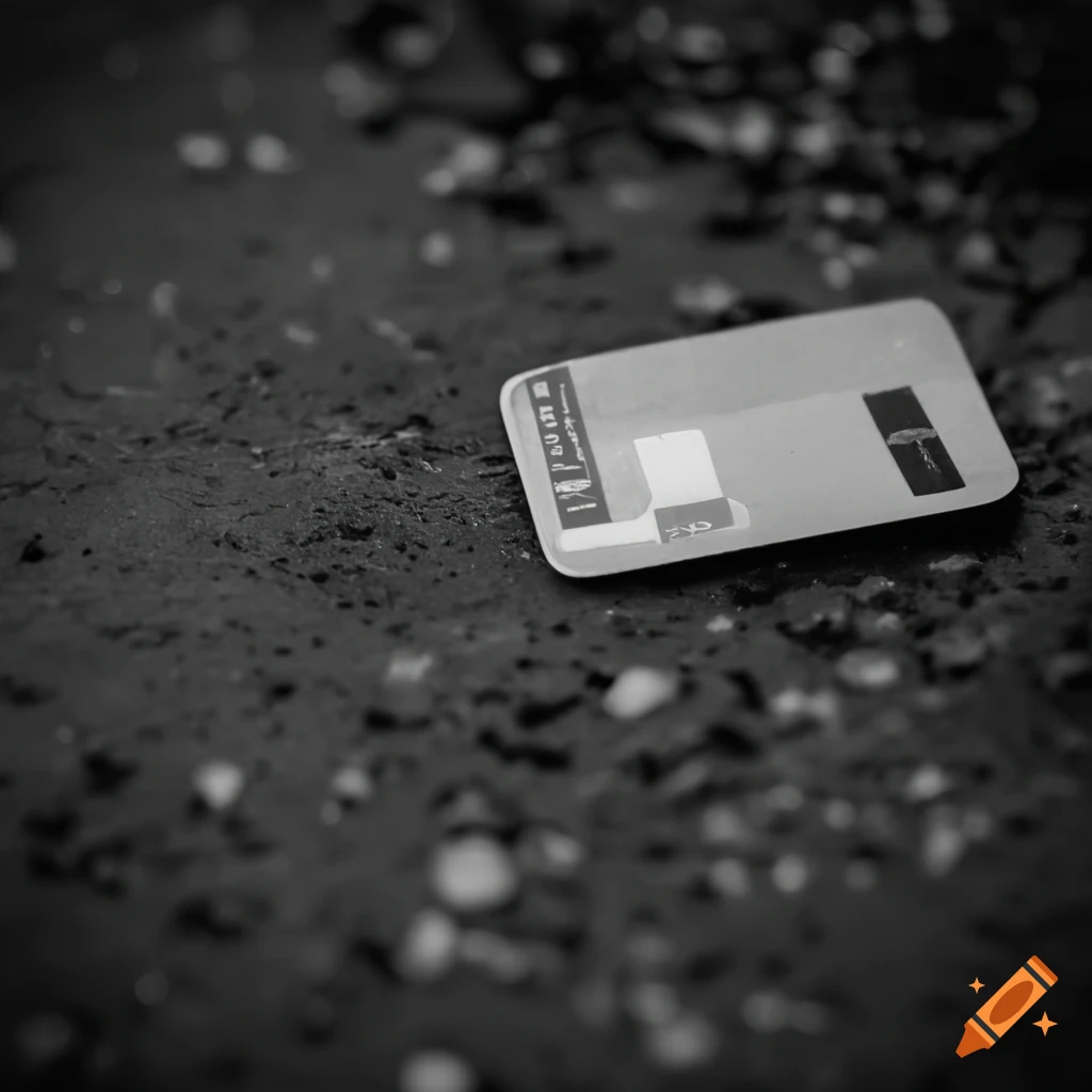 Credit card at a crime scene in black and white