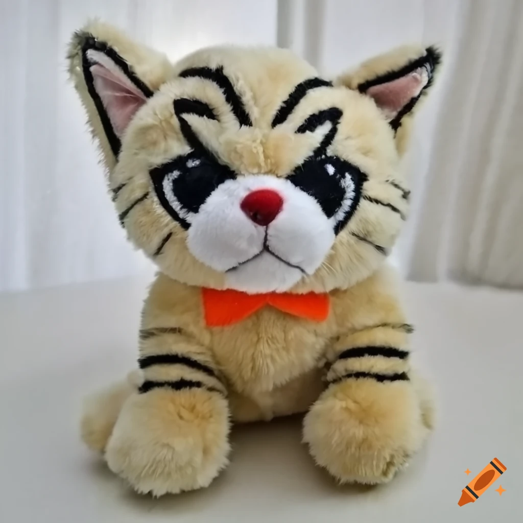 Stuffed animal of an angry kitten