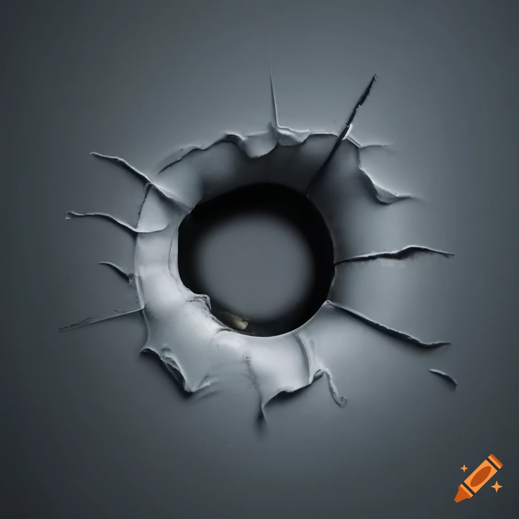 Bullet hole in a solid grey wall