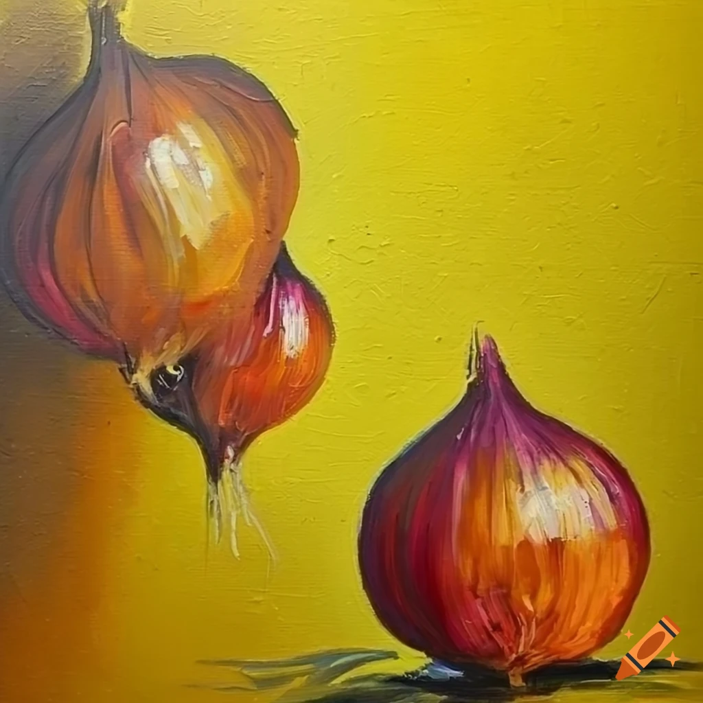 Acrylic painting of mustard and onion rain on Craiyon