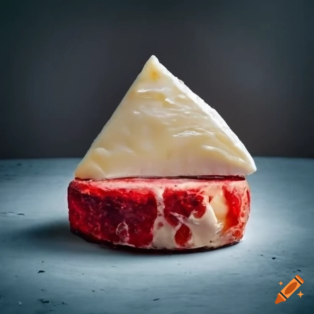 Brie cheese with red mold on Craiyon