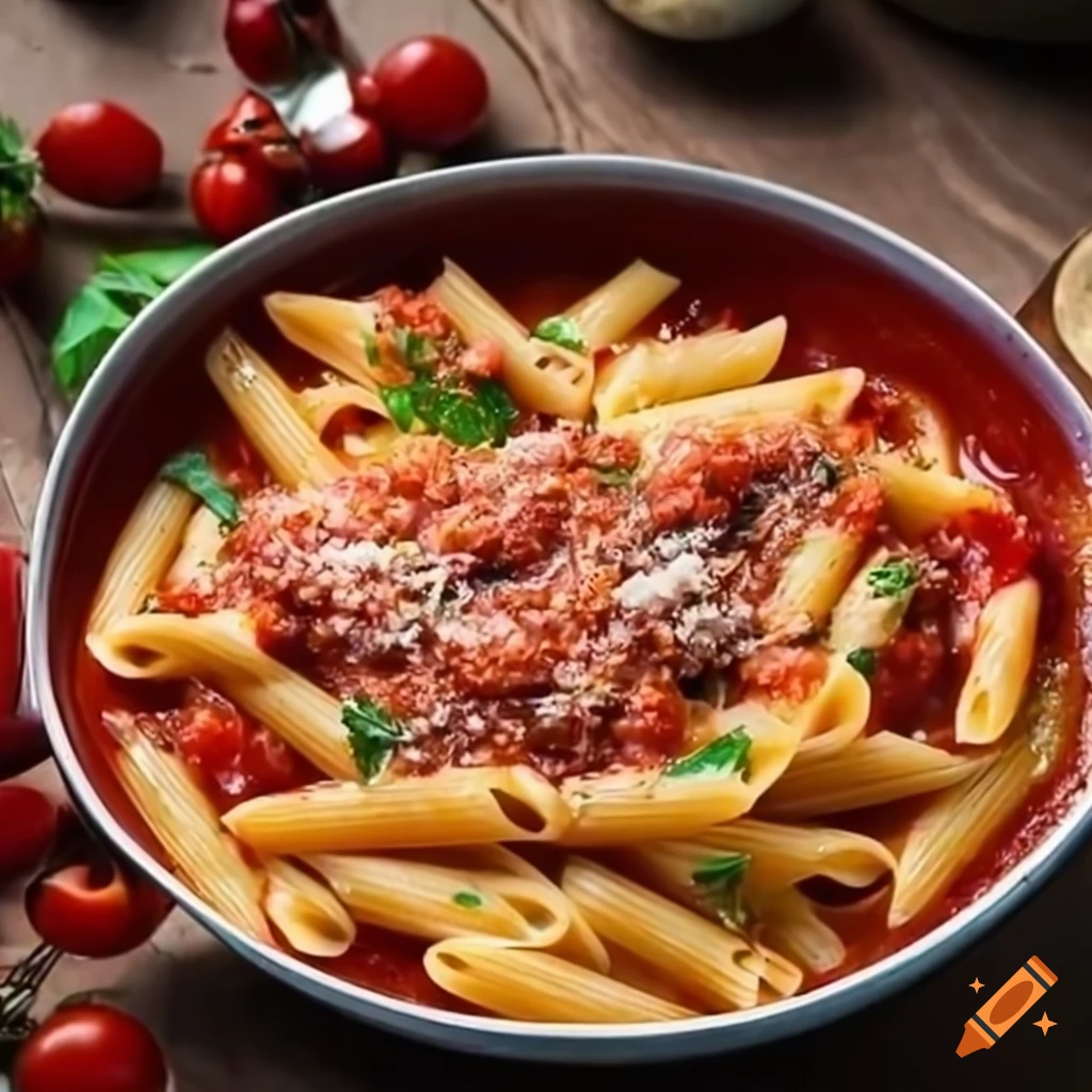authentic-italian-penne-pasta-in-rich-tomato-sauce-on-craiyon