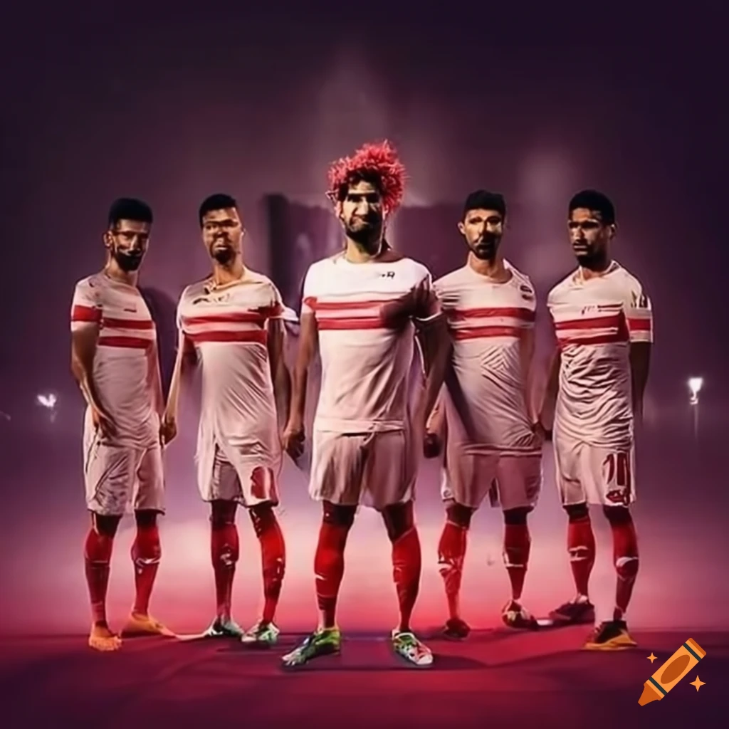 Zamalek soccer team displaying confidence in a group photo on Craiyon