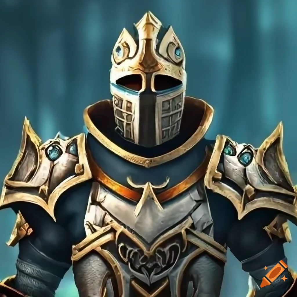 Symmetrical Knight In Kingdoms Of Amalur Reckoning Style Armour And Visored Helmet On Craiyon 