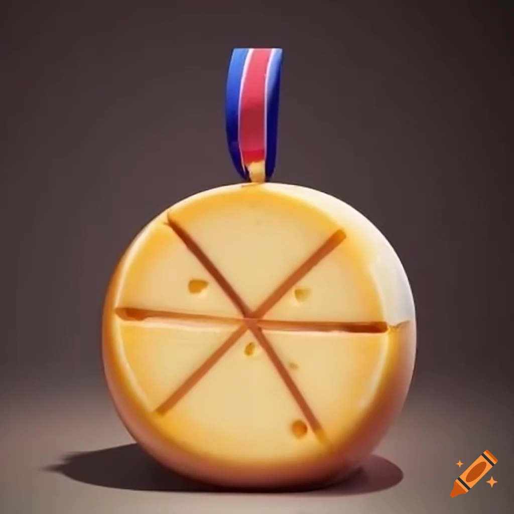 Wheel of limburger cheese with olympic gold medal on Craiyon