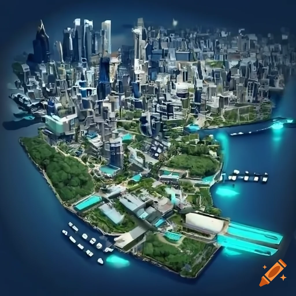 City master plan with offices, industrial areas, and roads in 3d ...
